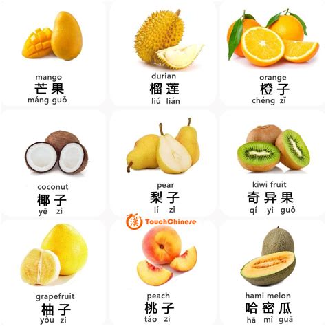 mandarin chinese words list fruits  touchchinese