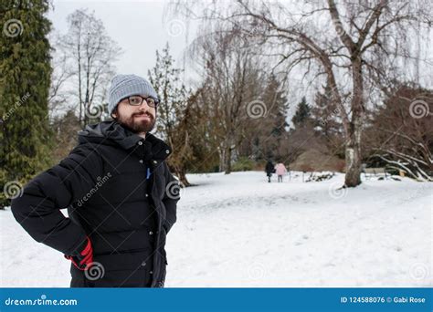 man   snow  winter clothes stock photo image  colors