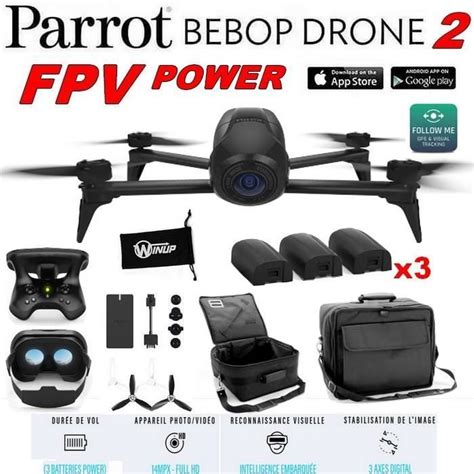 parrot bebop  power  pack fpv  batteries sac transport etui winup achat vente