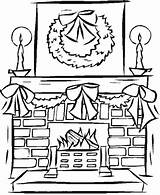 Fireplace Colouring Coloringkidz sketch template