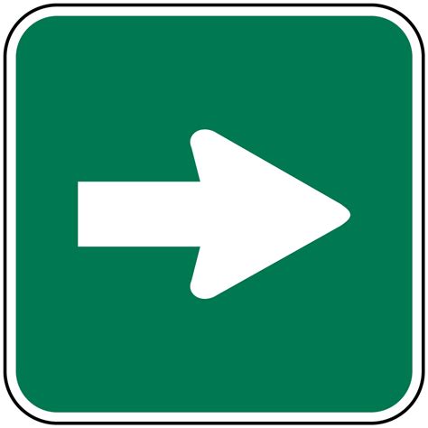 directional sign directional arrow white  green reflective green