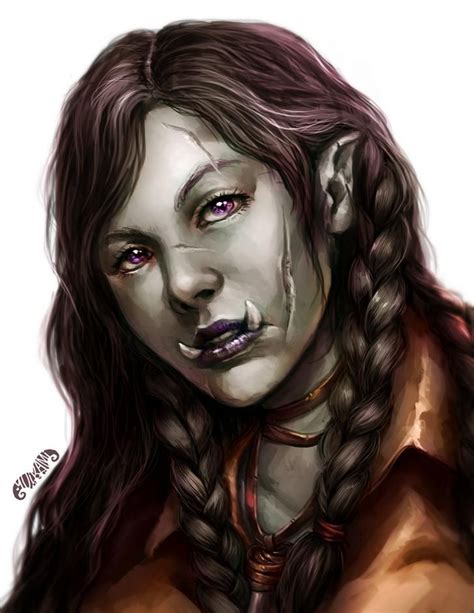 Orc Half Orc Female In 2020 Character Portraits Female