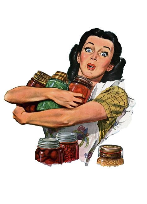 Vintage Housewife Cans Fruit Vintage Housewife Vintage Illustration