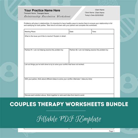 couples therapy worksheets bundle pdfs editable fillable printable