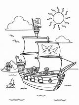 Coloring Pirate Ship Pages Kids Drawing Printable Pearl Crew Simple Clear Sea Thermometer Its Pirates Treasure Chest Sunken Color Print sketch template