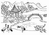 Scenery Coloring Pages Adults Getdrawings Nature sketch template