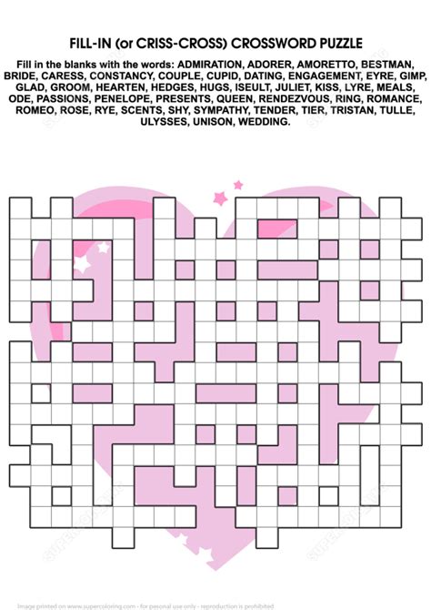 valentines crossword puzzle printable  crossword puzzles printable