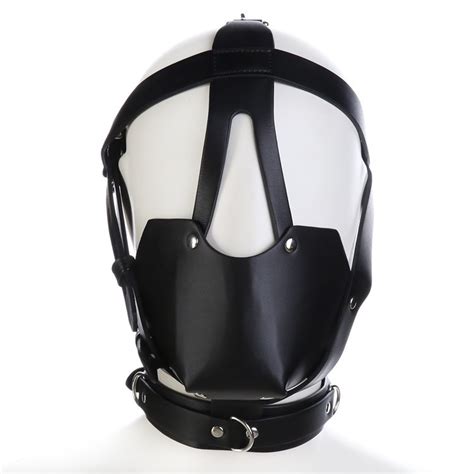bdsm mask leather bondage restraints body hood harness mouth gag sexy