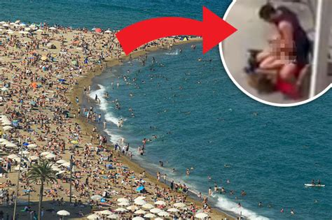 public sex randy tourists caught in outrageous barcelona beach romp