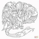 Coloring Nine Pages Fox Million Tale Kitsune Printable Adult Shapeshift Mythology Book Drawing sketch template