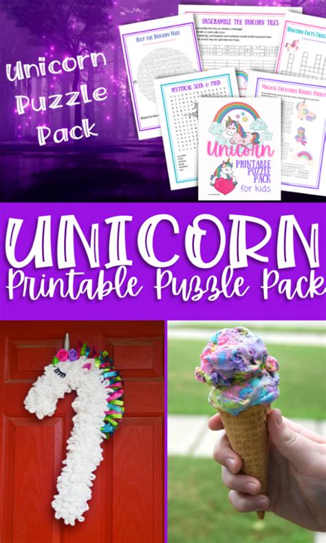 kids printable unicorn puzzle pack  tiptoe fairy
