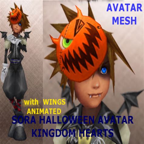second life marketplace halloween avatar sora mesh complete with bat