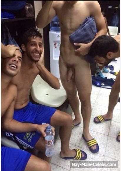 man candy israeli soccer player ben reichert flashes his goal post to friends [nsfw