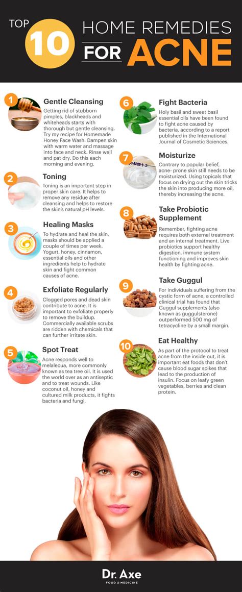 top  natural remedies   rid  acne  blemishes infographic