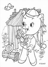 House Coloring Pages Building His Pigs Little Straw Color Print Fifer Three Hellokids Online Cochons sketch template