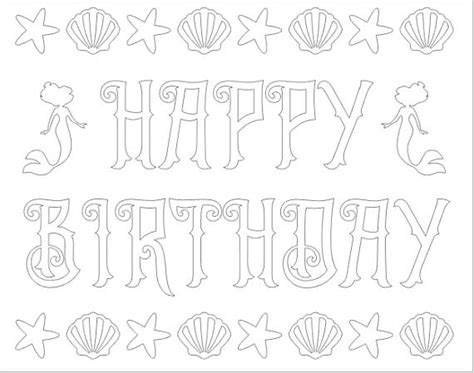 mermaid party happy birthday coloring page etsy happy birthday