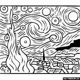 Starry Coloring Night Gogh Van Vincent Painting Pages Choose Board sketch template