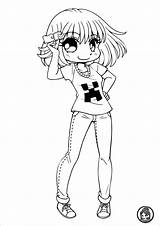 Chibi Coloring Pages Girl Anime sketch template