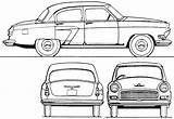 Volga Gaz Blueprints 21s Sedan 1957 Car sketch template