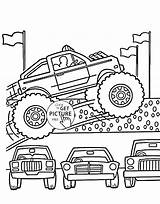 Monster Coloring Truck Pages Emergency Flatbed Transportation Digger Max Mohawk Warrior Big Color Drawing Grave Trucks Printable Kids Water Vehicle sketch template