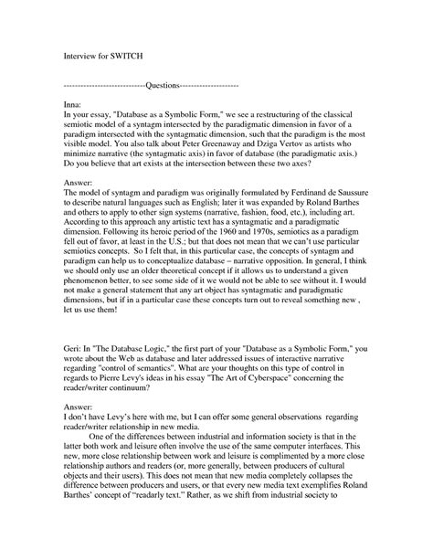 narrative interview essay  personal sample   write