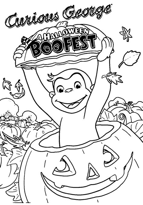curious george  halloween boofest coloring page wecoloringpage