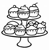 Cupcake Coloring Cute Pages Getcolorings Color sketch template