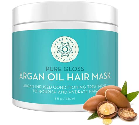 Pure Body Naturals Argan Oil Hair Mask 8 Fluid Ounces Argan Oil Hair