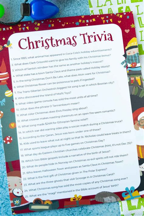 christmas trivia questions  printable play party plan
