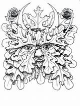 Greenman Kleurplaten Pagan Kleurplaat Mythical Pyrography Patterns Littleheksje King sketch template