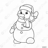 Snowman Coloring Christmas Book Kids Vector Hat Crushpixel Stock Isolated Waving Scarf Contour Silhouette Character Illustration Cartoon Background sketch template