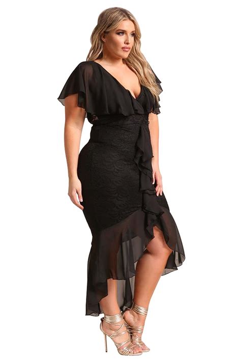black ruffle waterfall chiffon lace  size midi dress midi ruffle dress  size outfits