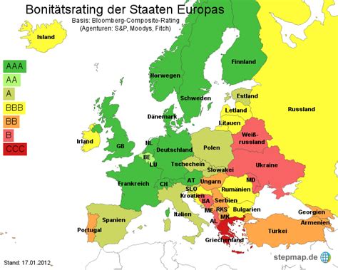 stepmap bonitaetsrating der staaten europas landkarte fuer europa