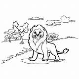 Lion Coloring Cartoon Vector Pages Preview sketch template