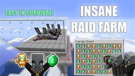 minecraft easy raid farm insane loot  tutorial youtube