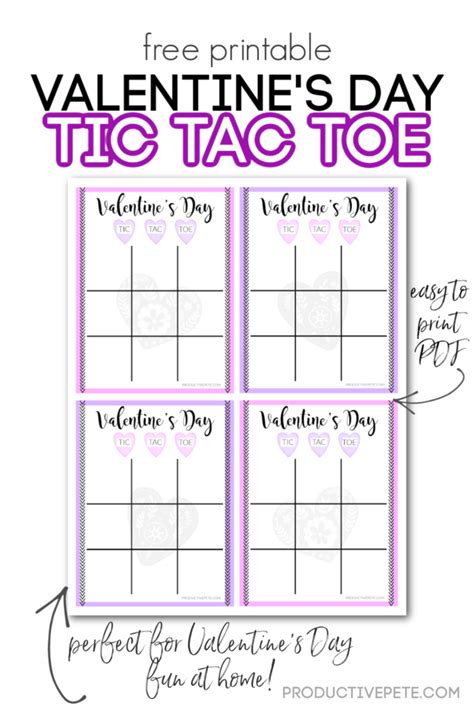 printable valentines day tic tac toe game  kids productive pete