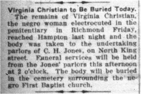 virginia christian   buried today  exhibitions