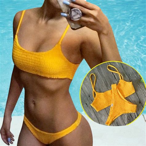 promo offer 2018 hot pleated triangle girls bikini set brazilian thong