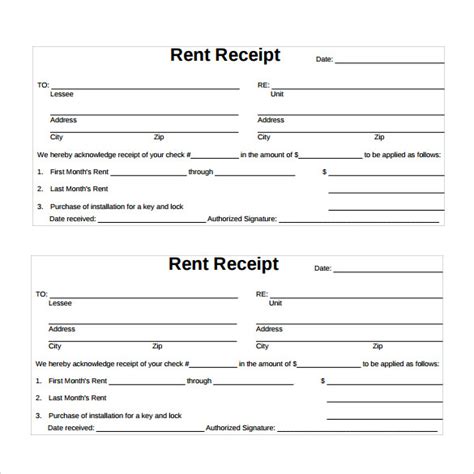 house rent receipt formats   printable word excel