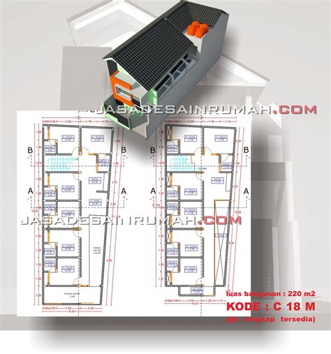 desain rumah kos  lantai minimalis  kamar tanah asimetris jasa