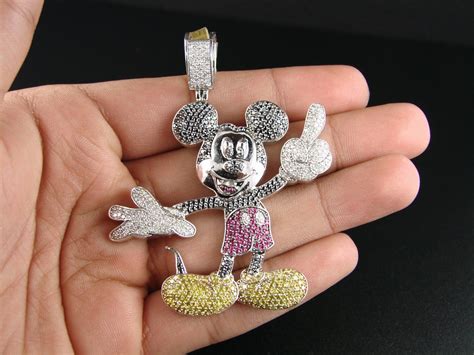 newyorkjewels  cartoon mickey mouse diamond pendant charm  ct