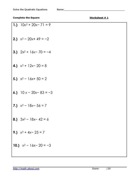 quadratic function word problems worksheet  answers worksheet