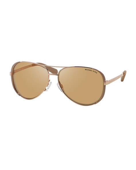 michael kors chelsea soft touch aviator sunglasses in pink rose gold
