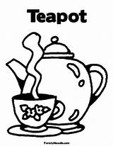 Coloring Tea Teapot Pot Template Pages Cup sketch template