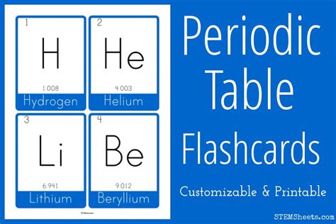 periodic table flash cards printable flashcards printable flash