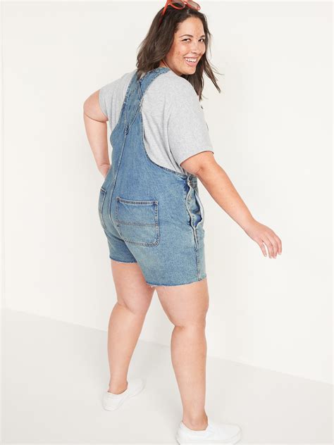 slouchy workwear ripped cut off jean short overalls for women 3 5