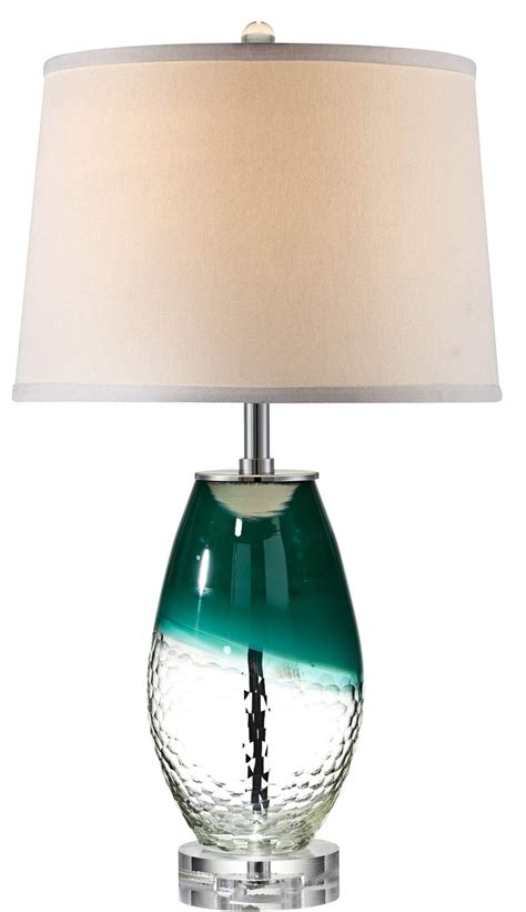 Teal Glass Lamp Creation Of Harmony Within The Room
