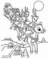 Babbo Reindeer Rudolph Sleigh Stampare Nosed sketch template