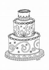 Coloring Cake Geburtstagstorten Ausmalen sketch template