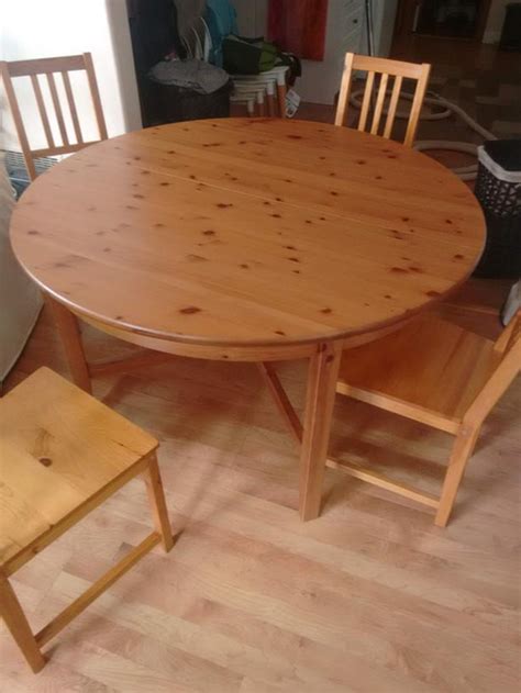 ikea  dining table solid wood extendable   chairs oak bay